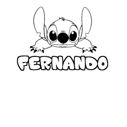 Coloring page first name FERNANDO - Stitch background