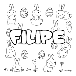 Coloring page first name FILIPE - Easter background