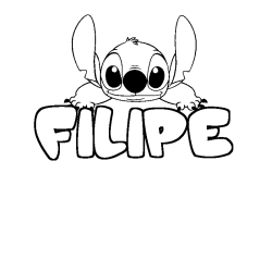 Coloring page first name FILIPE - Stitch background