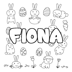 Coloring page first name FIONA - Easter background