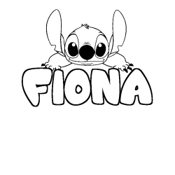 Coloring page first name FIONA - Stitch background