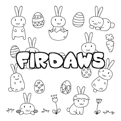Coloring page first name FIRDAWS - Easter background