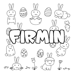 Coloring page first name FIRMIN - Easter background