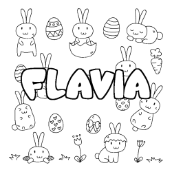 Coloring page first name FLAVIA - Easter background