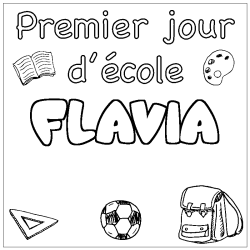 Coloring page first name FLAVIA - School First day background