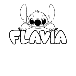 Coloring page first name FLAVIA - Stitch background