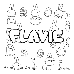 Coloring page first name FLAVIE - Easter background