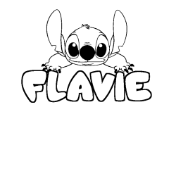 Coloring page first name FLAVIE - Stitch background