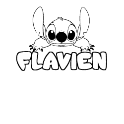 Coloring page first name FLAVIEN - Stitch background