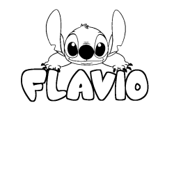 Coloring page first name FLAVIO - Stitch background