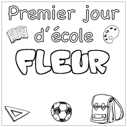 Coloring page first name FLEUR - School First day background