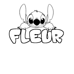 Coloring page first name FLEUR - Stitch background