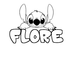 Coloring page first name FLORE - Stitch background