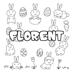 Coloring page first name FLORENT - Easter background