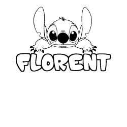 Coloring page first name FLORENT - Stitch background
