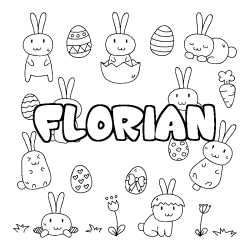Coloring page first name FLORIAN - Easter background