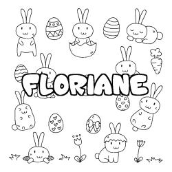 Coloring page first name FLORIANE - Easter background
