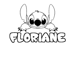 Coloring page first name FLORIANE - Stitch background