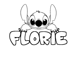 Coloring page first name FLORIE - Stitch background
