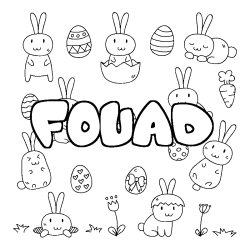 Coloring page first name FOUAD - Easter background