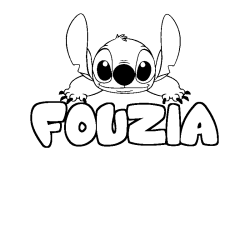Coloring page first name FOUZIA - Stitch background