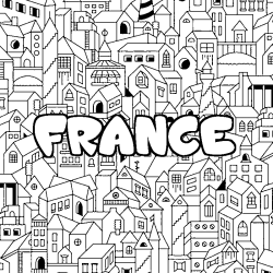 Coloring page first name FRANCE - City background