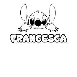 Coloring page first name FRANCESCA - Stitch background