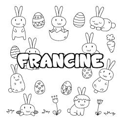 Coloring page first name FRANCINE - Easter background