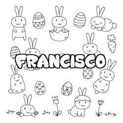 Coloring page first name FRANCISCO - Easter background