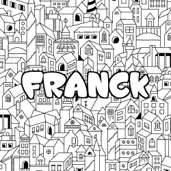 Coloring page first name FRANCK - City background