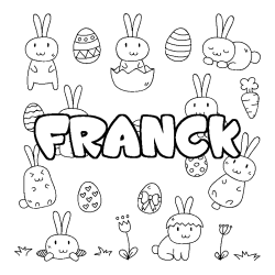 Coloring page first name FRANCK - Easter background