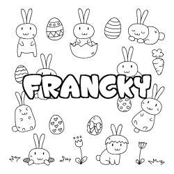 Coloring page first name FRANCKY - Easter background