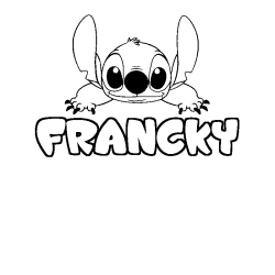 Coloring page first name FRANCKY - Stitch background