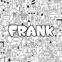 Coloring page first name FRANK - City background