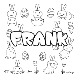 Coloring page first name FRANK - Easter background
