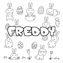 Coloring page first name FREDDY - Easter background