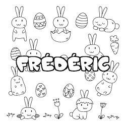 Coloring page first name FRÉDÉRIC - Easter background