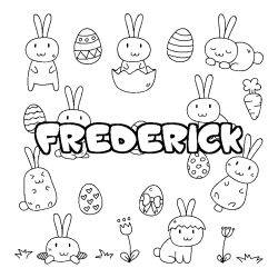Coloring page first name FREDERICK - Easter background