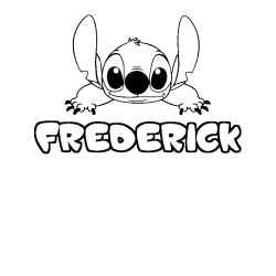 Coloring page first name FREDERICK - Stitch background