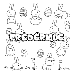 Coloring page first name FRÉDÉRIQUE - Easter background