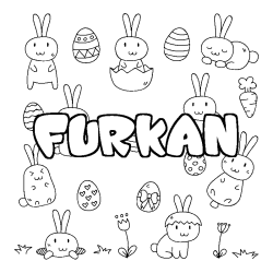 Coloring page first name FURKAN - Easter background