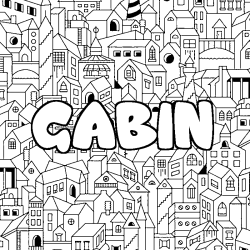 Coloring page first name GABIN - City background