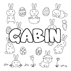 Coloring page first name GABIN - Easter background