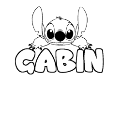 Coloring page first name GABIN - Stitch background