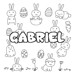 Coloring page first name GABRIEL - Easter background