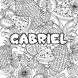 Coloring page first name GABRIEL - Fruits mandala background