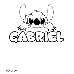 Coloring page first name GABRIEL - Stitch background