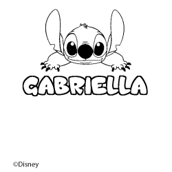 Coloring page first name GABRIELLA - Stitch background