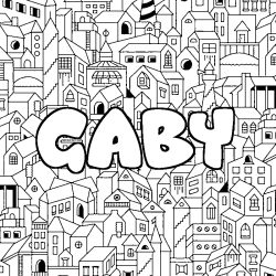 Coloring page first name GABY - City background