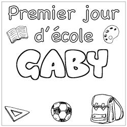 Coloring page first name GABY - School First day background